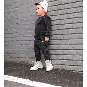 Posh Kiddos • Black Acid Wash Biker Joggers